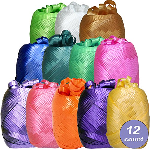 Curling Ribbon Rainbow Multi-Color Party Egg Assortment for Decoration or Gift Wrapping, 480 feet, set of 12