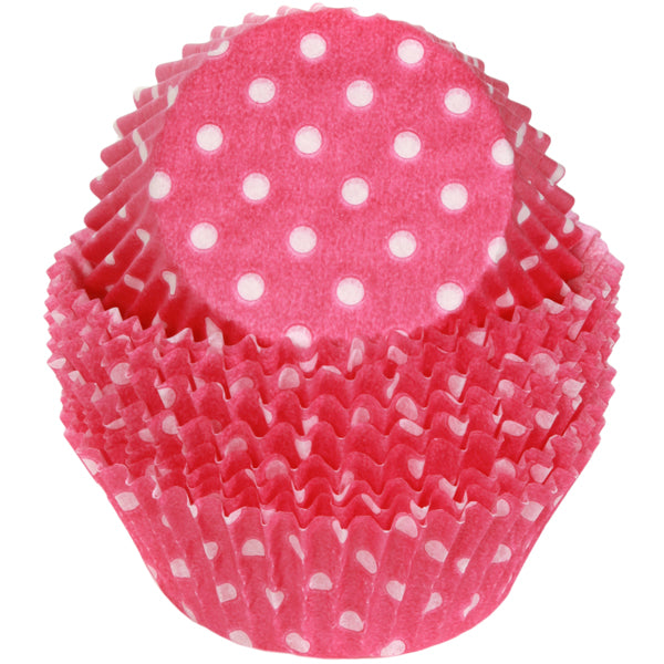 Cupcake Standard Size Greaseproof Paper Baking Cup Magenta Polka Dot, set of 16