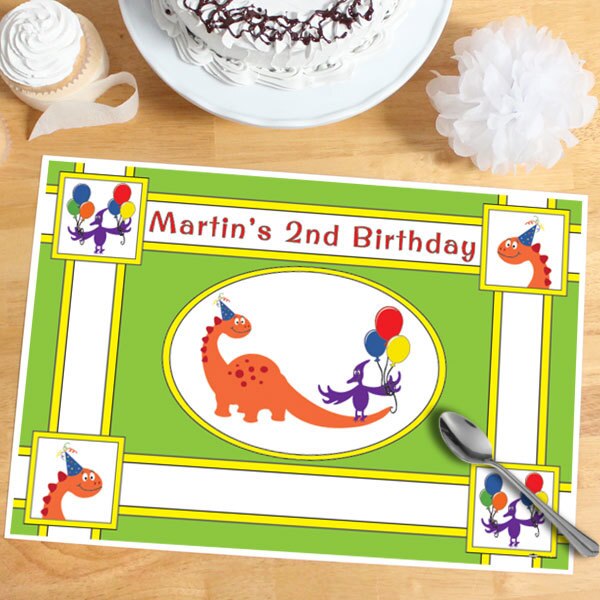 Birthday Direct's Dinosaur Cartoon Party Custom Placemats