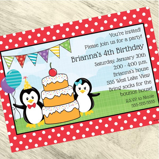 Birthday Direct's Penguin Party Custom Invitations