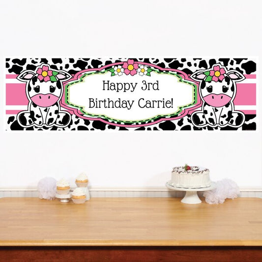 Birthday Direct's Cow Pink Party Custom Banner