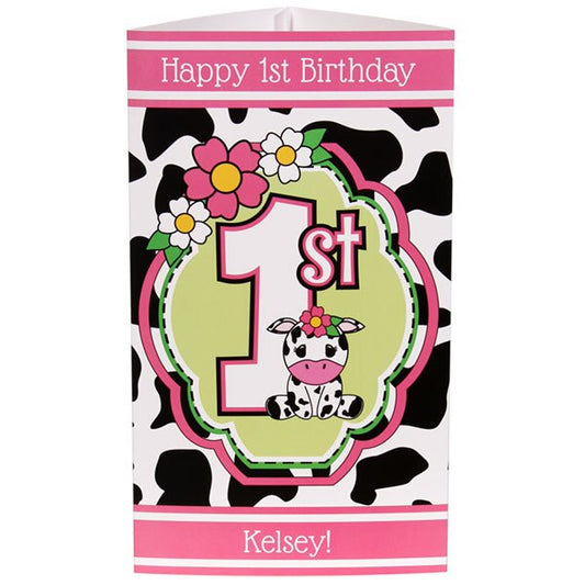Birthday Direct's Cow 1st Birthday Pink Custom Centerpiece