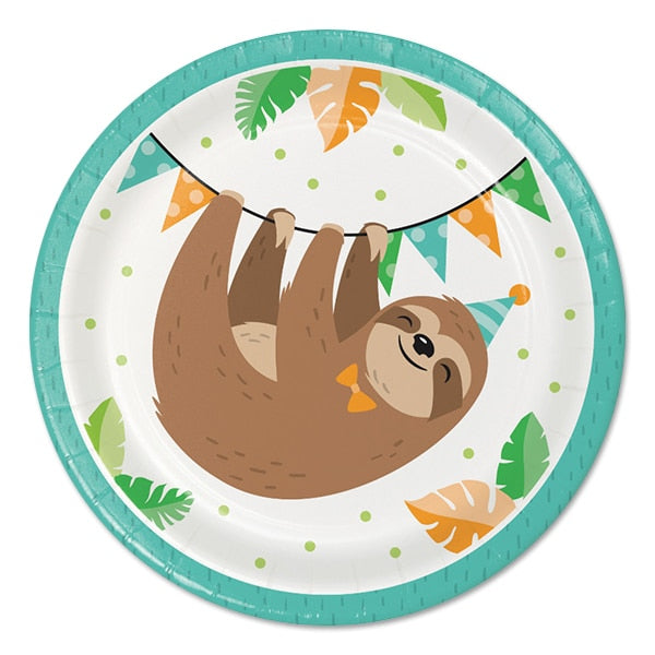 Sloth Party Dessert Plates, 7 inch, 8 count