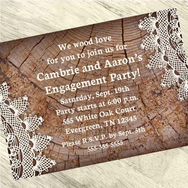 Birthday Direct's Timber and Lace Party Custom Invitations