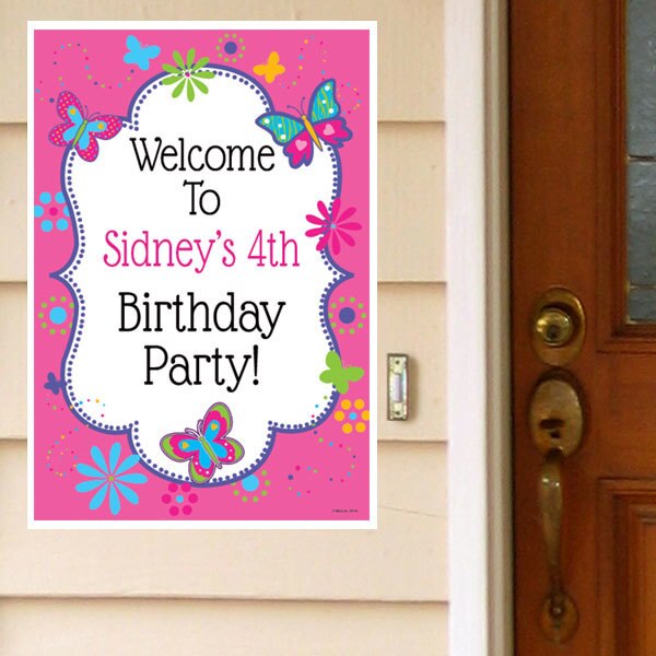 Birthday Direct's Butterfly and Daisy Party Custom Door Greeter