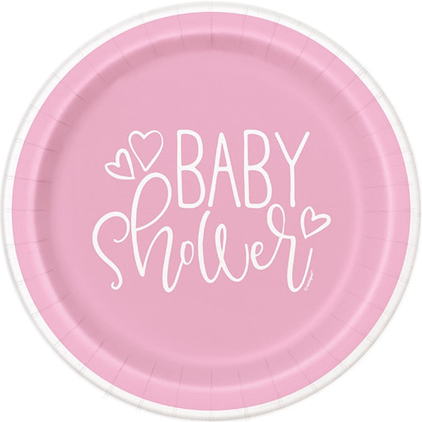 Pink Hearts Baby Dinner Plates, 9 inch, 8 count