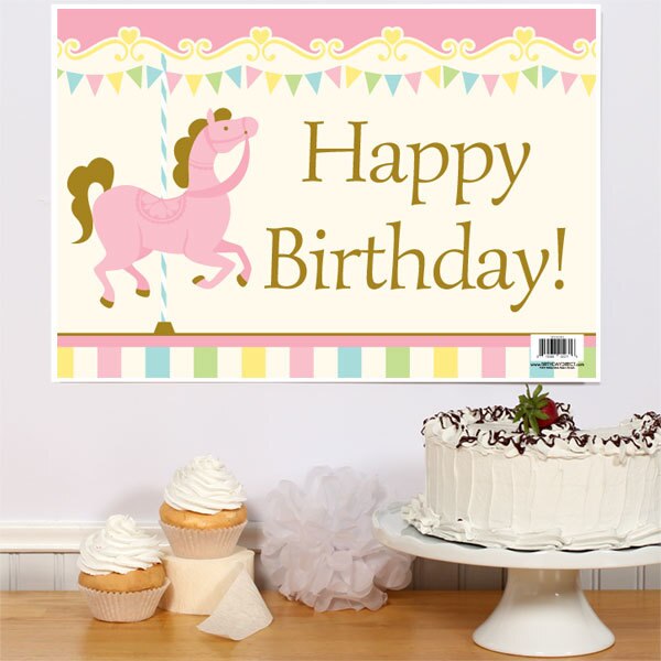 Carousel Horse Birthday Sign, 8.5x11 Printable PDF Digital Download by Birthday Direct