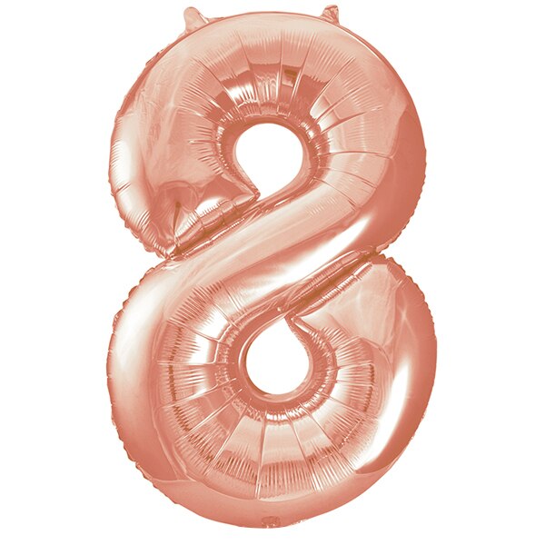 Rose Gold Number 8 Foil Balloon, 34 inch, each