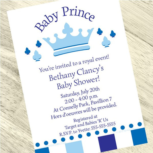 Birthday Direct's Little Prince Baby Shower Custom Invitations