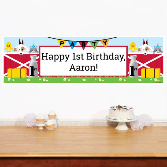 Birthday Direct's Farm Barnyard 1st Birthday Custom Banner