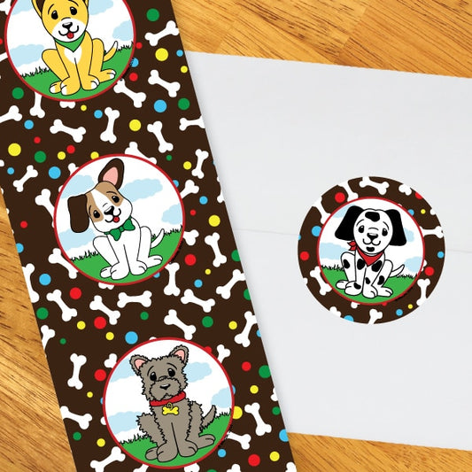 Birthday Direct's Dog Party Circle Stickers