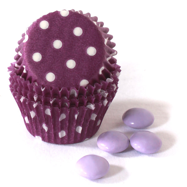 Cupcake Mini Size Greaseproof Paper Baking Cup Purple Polka Dot, set of 16