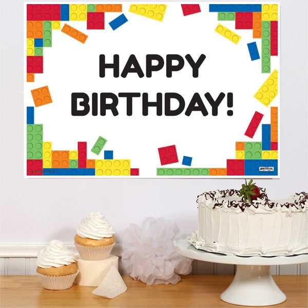 Building Blocks Birthday Sign, 8.5x11 Printable PDF Digital Download by Birthday Direct