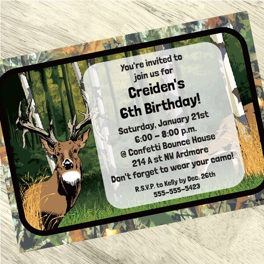 Birthday Direct's Camouflage Deer Party Custom Invitations