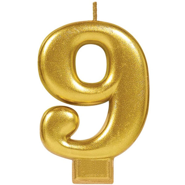 Candle Gold Number 9 for Cake, 3 inch