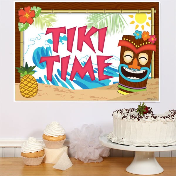 Tiki Tropic Party Sign, 8.5x11 Printable PDF Digital Download by Birthday Direct