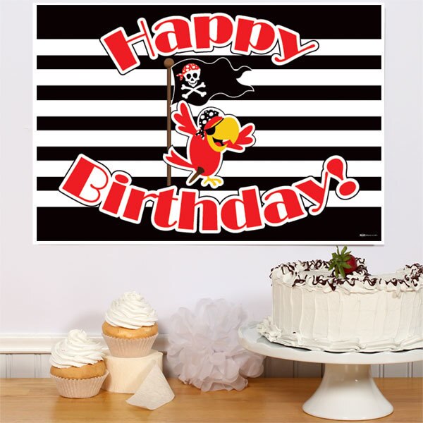 Parrot Pirate Birthday Sign, 8.5x11 Printable PDF Digital Download by Birthday Direct