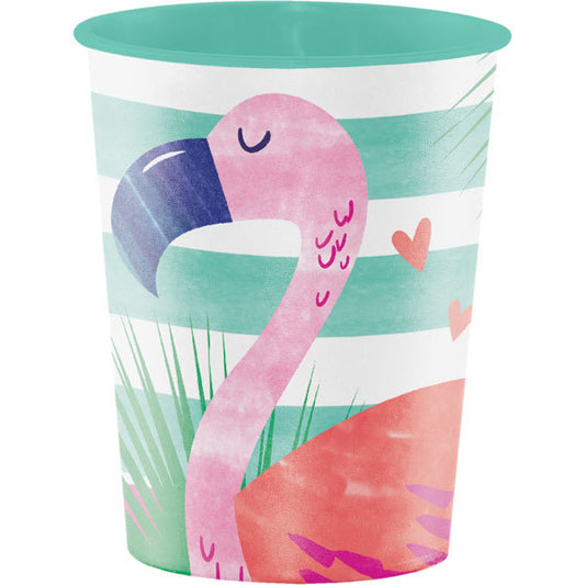 Pineapple and Flamingo Plastic Favor Cups, 16 ounce, set of 6