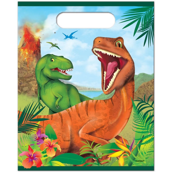 Dinosaur Prehistoric Party Loot Bags, 7 x 9 inch, 8 count