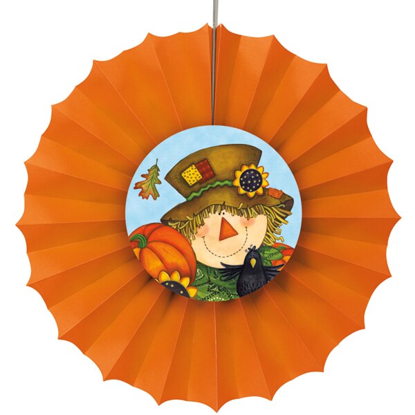 Fall Festival Paper Fan Dangling Decoration, 12 inch, each