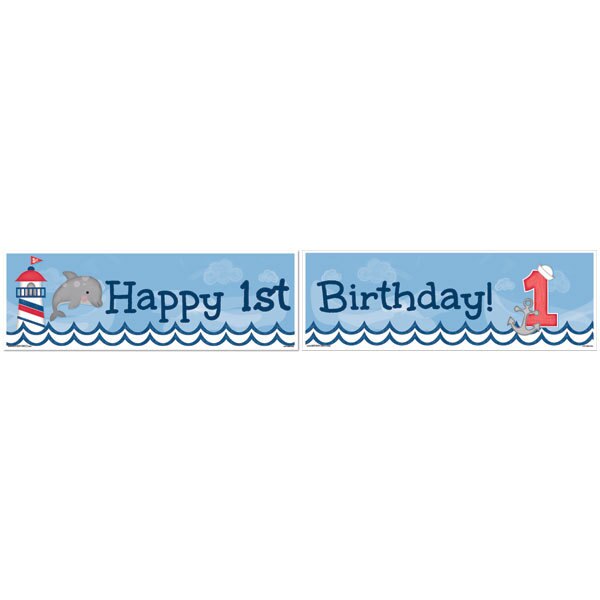 Birthday Direct's Nautical Dolphin 1st Birthday Two Piece Banners