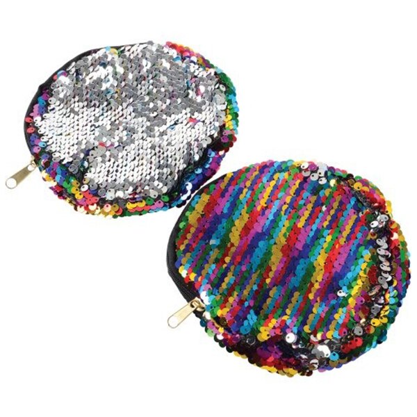 Rainbow Sequin Coin Purse, 4.4 inch, 6 count