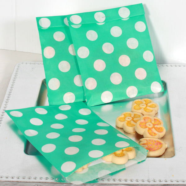 Sea Foam with White Dots Treat Bags, favor, set of 12