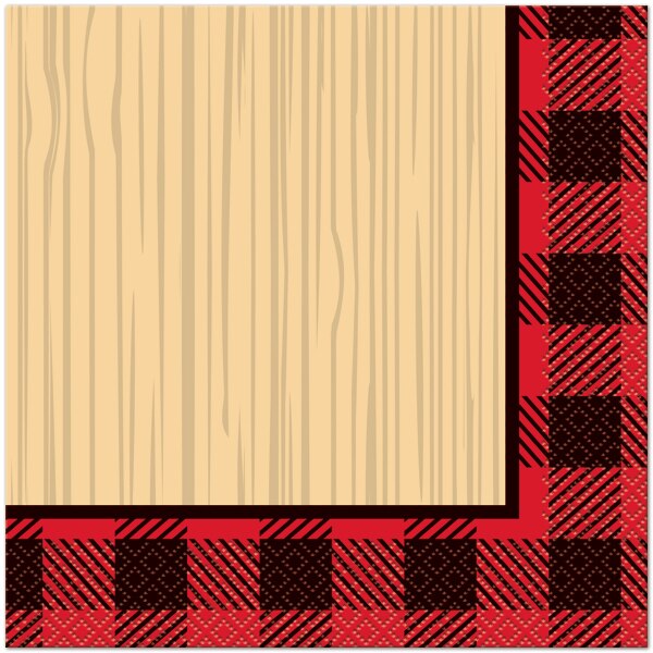 Plaid Lumberjack Lunch Napkins, 6.5 inch fold, set of 16