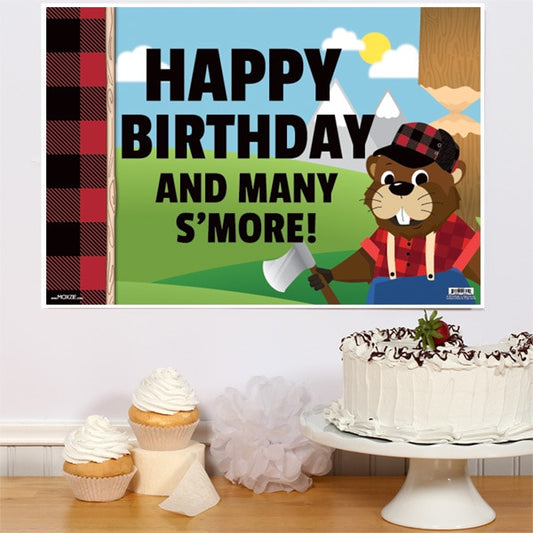 Woodland Beaver Birthday Sign, 8.5x11 Printable PDF Digital Download by Birthday Direct