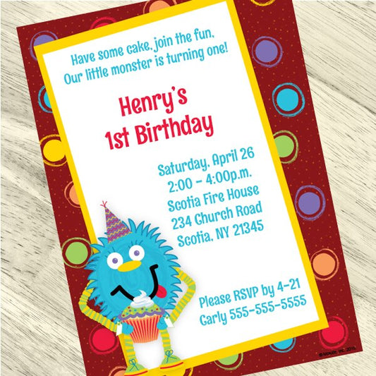 Birthday Direct's Little Monsters Party Custom Invitations