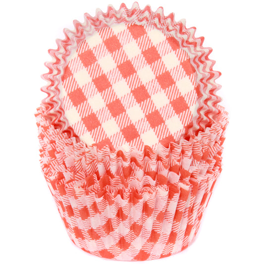 Cupcake Standard Size Greaseproof Paper Baking Cup Orange Gingham Cupcake Liners, set of 16