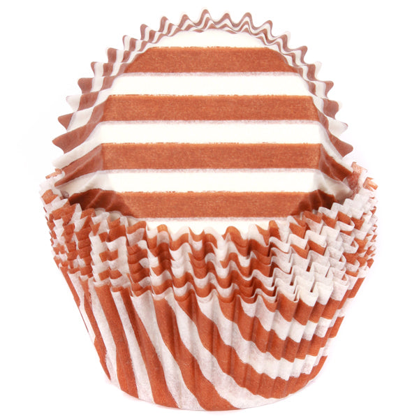 Cupcake Standard Size Greaseproof Paper Baking Cup Brown Stripe, set of 16