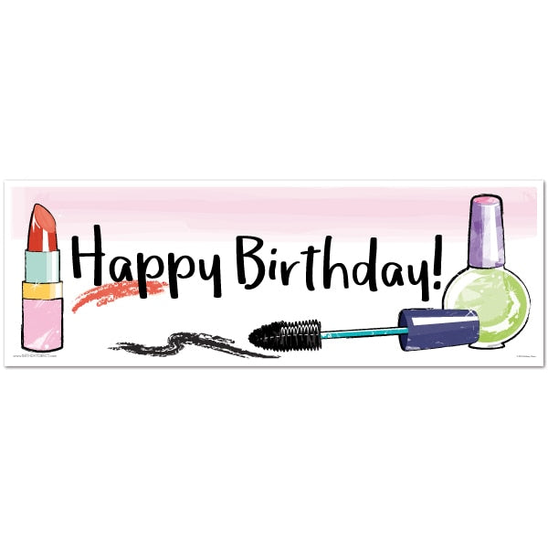 Glamour Makeup Birthday Tiny Banner, 8.5x11 Printable PDF Digital Download by Birthday Direct