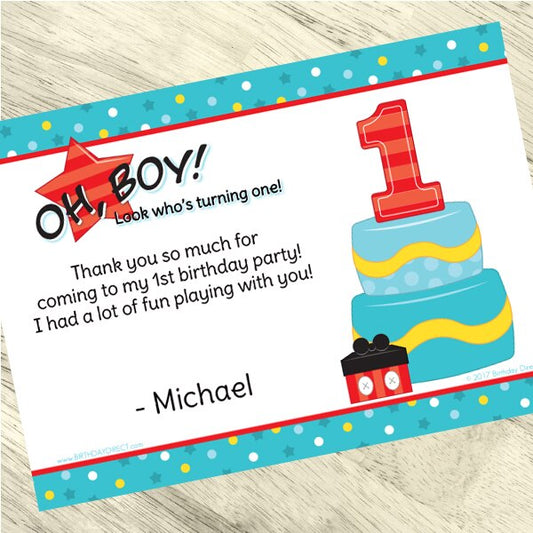 Birthday Direct's Oh Boy 1st Birthday Custom Thank You