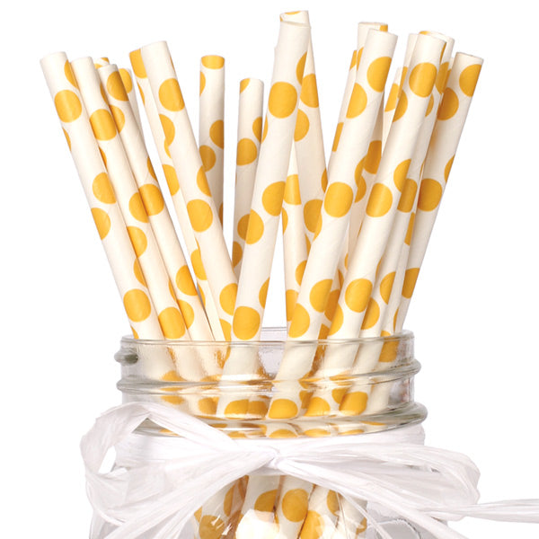 Yellow Polka Dot Party eco-friendly Paper, 7.75 inch, set of 24