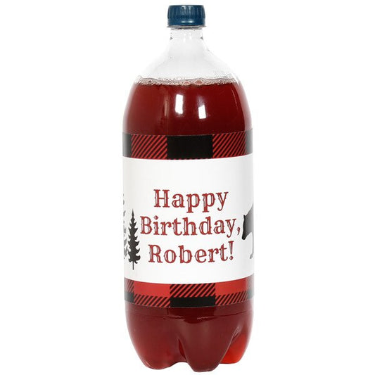Birthday Direct's Buffalo Plaid Birthday Custom Bottle Labels