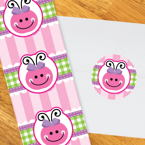 Birthday Direct's Ladybug 1st Birthday Pink Circle Stickers
