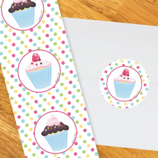Birthday Direct's Sweet Cupcake Party Circle Stickers