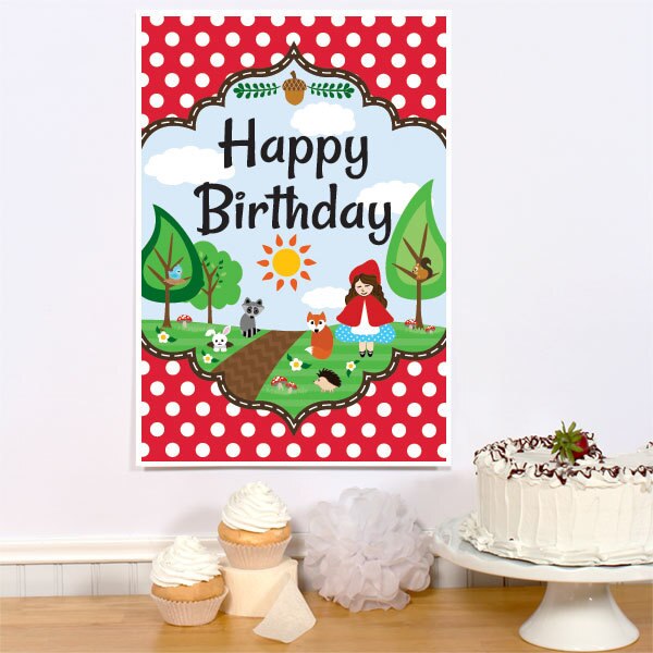 Little Red Riding Hood Birthday Sign, 8.5x11 Printable PDF Digital Download by Birthday Direct