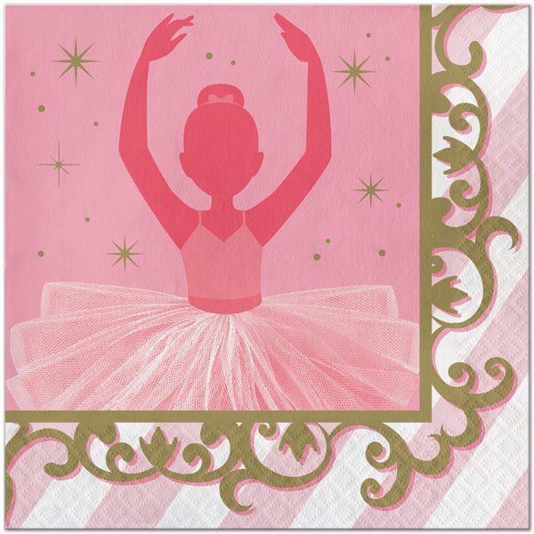 Ballet Twinkle Toes Lunch Napkins, 6.5 inch fold, set of 16
