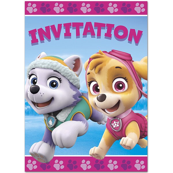 Paw Patrol Girl Invitations, Fill In with Envelopes, Fill In with Envelopes, 5 x 4 in, 8 ct