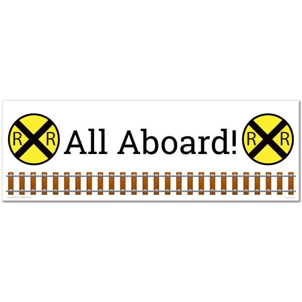 Railroad Crossing Party Tiny Banner, 8.5x11 Printable PDF Digital Download by Birthday Direct