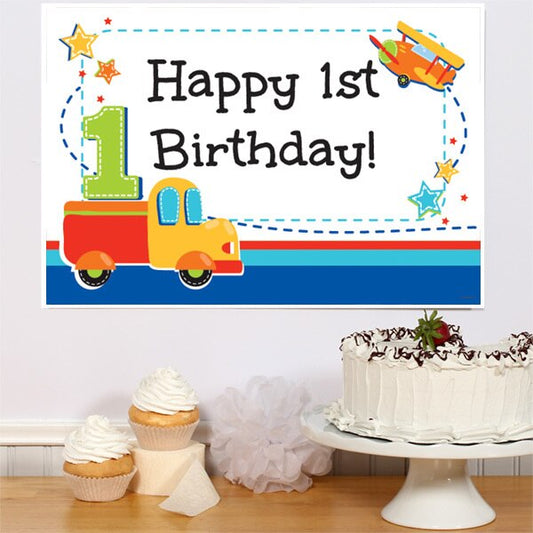 All Aboard 1st Birthday Sign, 8.5x11 Printable PDF Digital Download by Birthday Direct