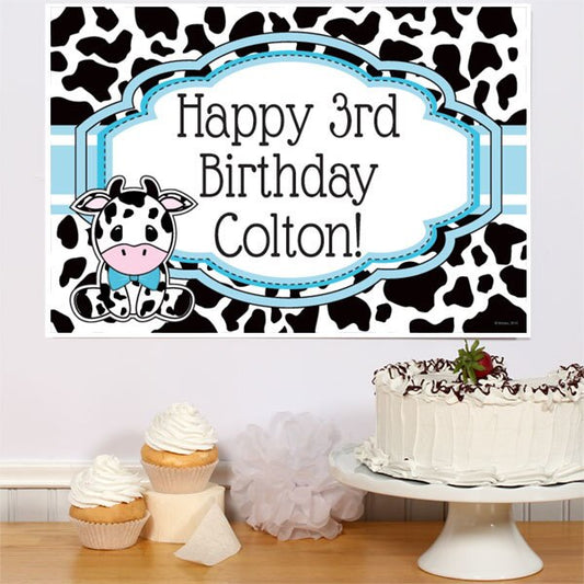 Birthday Direct's Cow Blue Party Custom Sign