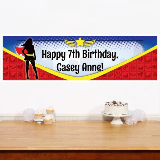 Birthday Direct's Super Hero Girl Party Custom Banner