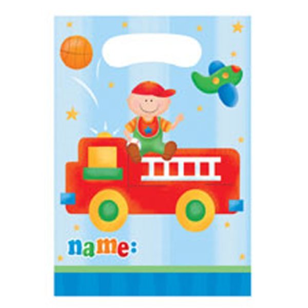 Fun at One Boy Treat Bags, 6.5 x 9 inch, 8 count