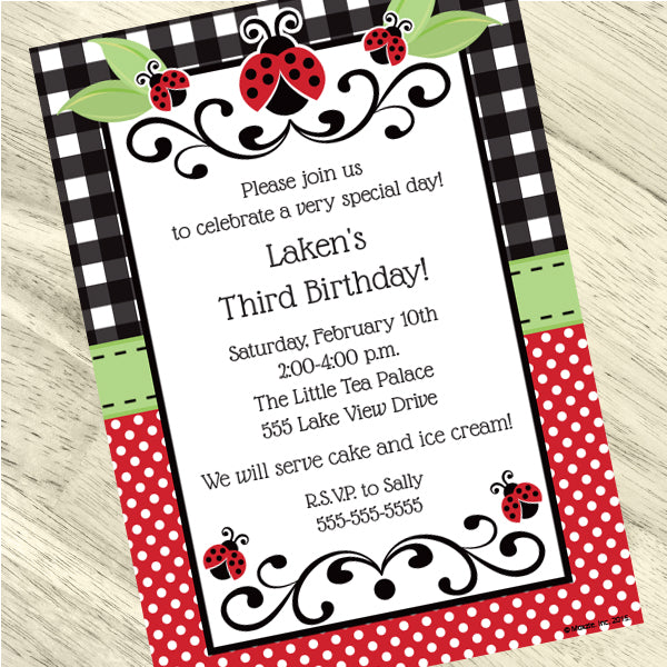 Birthday Direct's Ladybug Party Custom Invitations