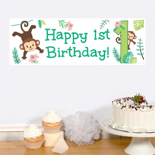 Little Monkey 1st Birthday Tiny Banner, 8.5x11 Printable PDF Digital Download by Birthday Direct