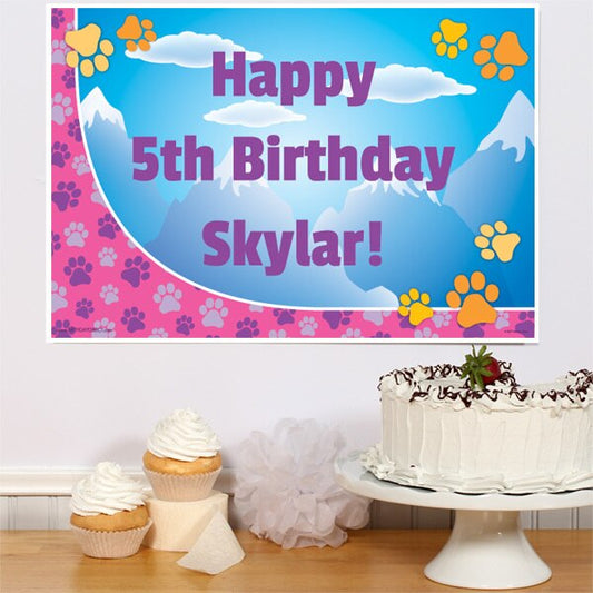 Birthday Direct's Pawty Prints Pink Party Custom Sign