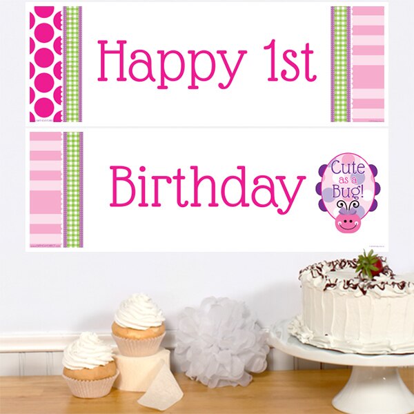 Birthday Direct's Ladybug 1st Birthday Pink Two Piece Banners